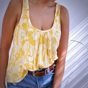 JOIE Yellow Watercolor Swing Tank Top